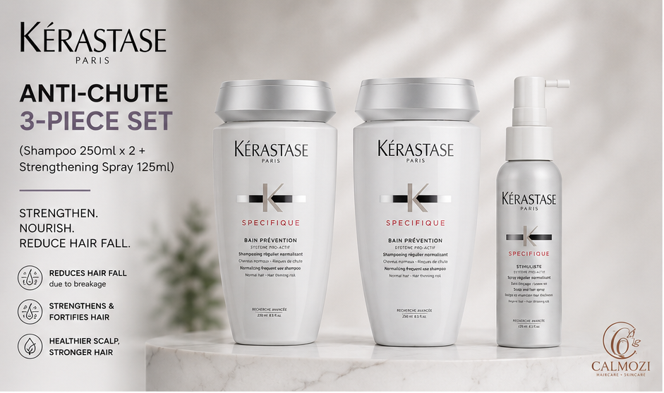 Kerastase Anti-Chute 3-Piece Set (Shampoo 250ml x 2 + Strengthening Spray 125ml x 1), Hair Care Treatment