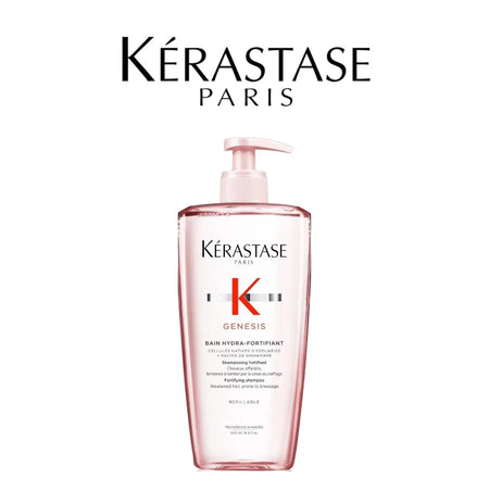 Kerastase Genesis Hydra-Fortifiant Shampoo 500 ml, für schwaches oder geschädigtes Haar, Anti-Bruch und Stärkung, spendet das Haar