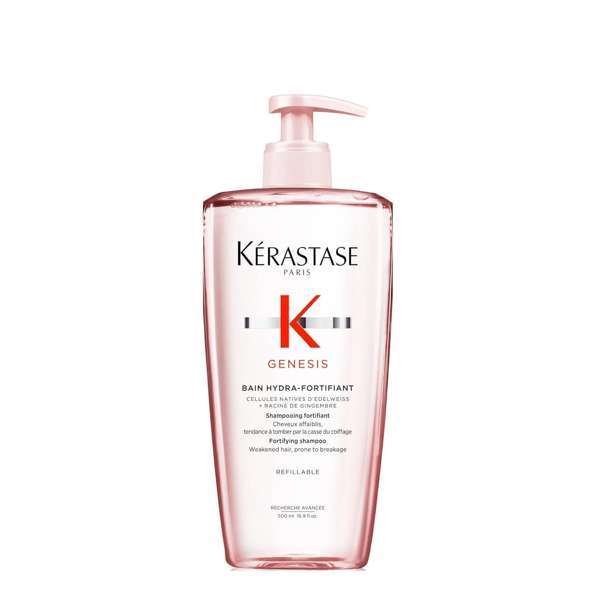 Kerastase Genesis Hydra-Fortifiant Shampoo 500 ml, für schwaches oder geschädigtes Haar, Anti-Bruch und Stärkung, spendet das Haar